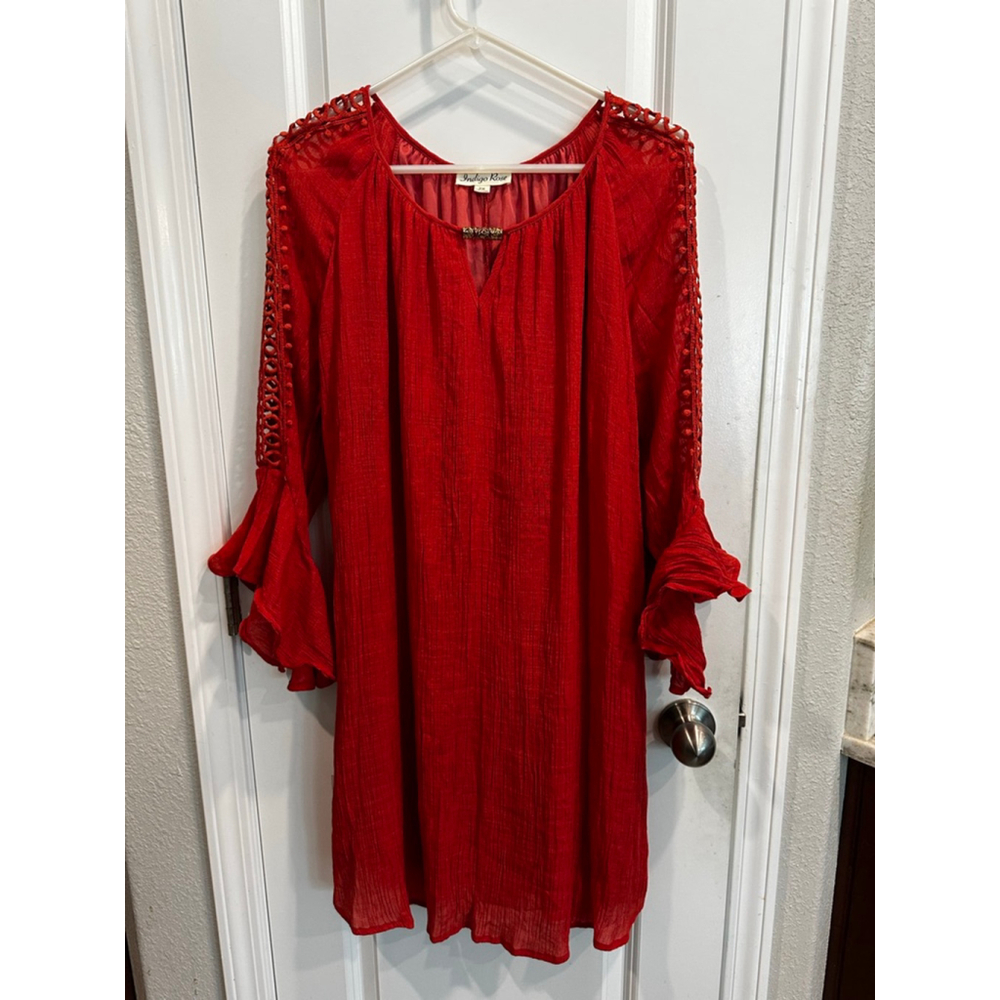Indigo Rose Red Long Sleeve Dress Plus Size 2X